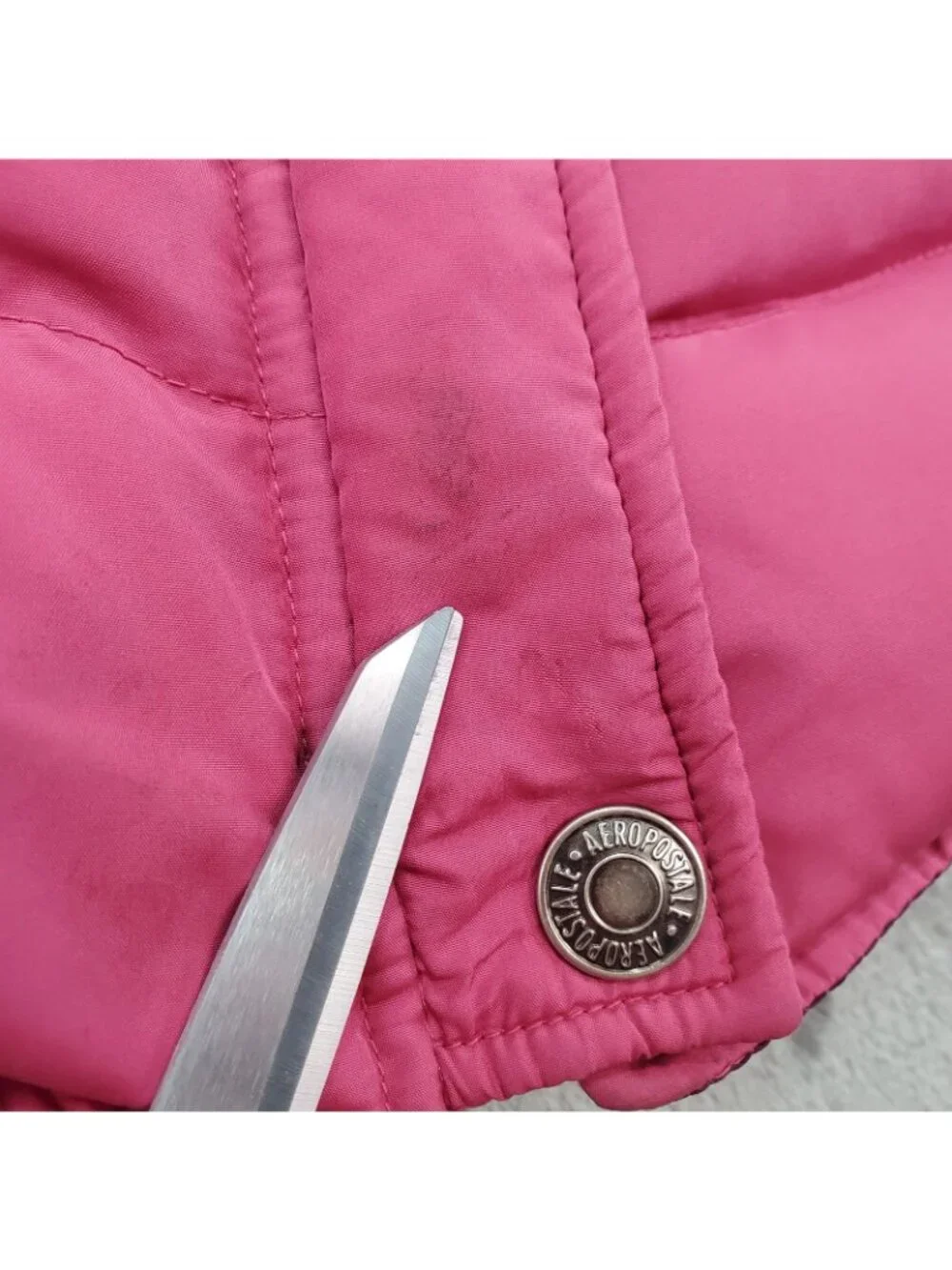 Vintage Aeropostale Down Puffer Vest Womens M Pink Colorblock 80s Pockets READ